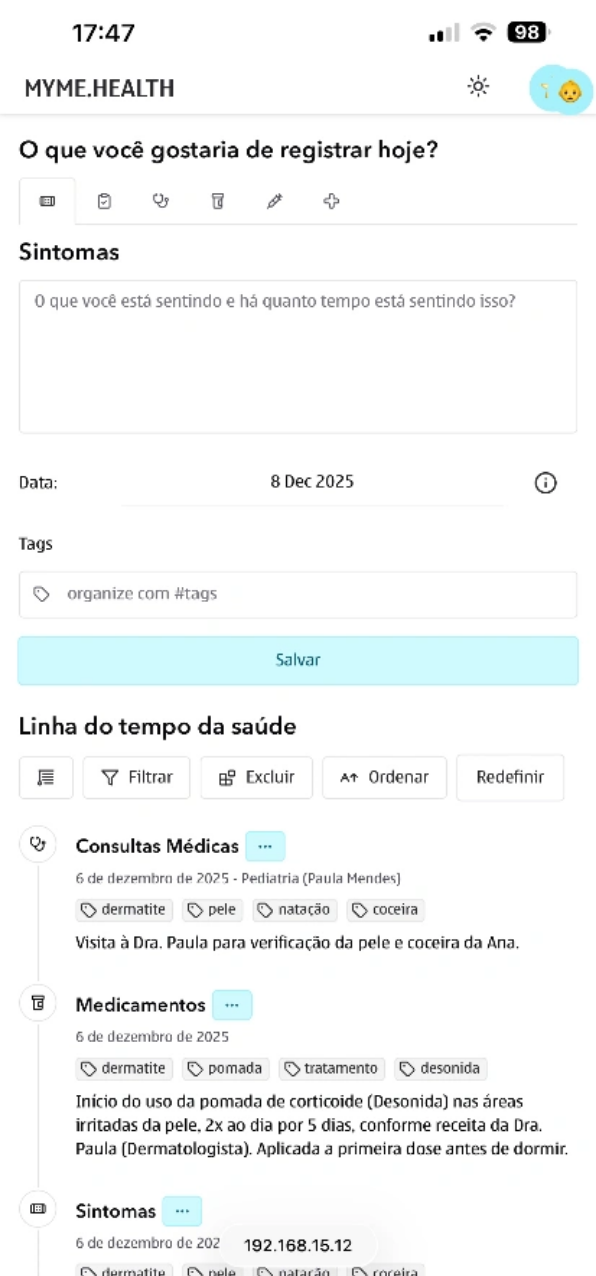 MYME app screen